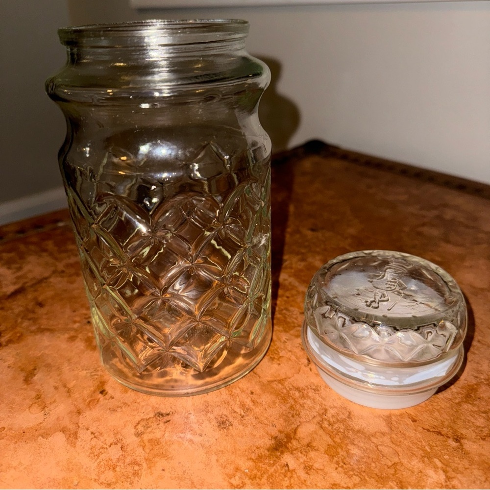Planters Peanuts Jar Collectible Vintage 1984 Glass Jar  Diamond Pattern